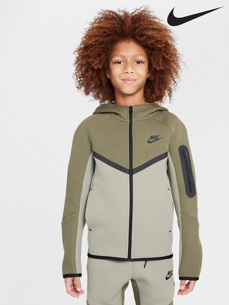 Nike Light Army Green Tech Fleece Zip Up Hoodie (E39519) | €86