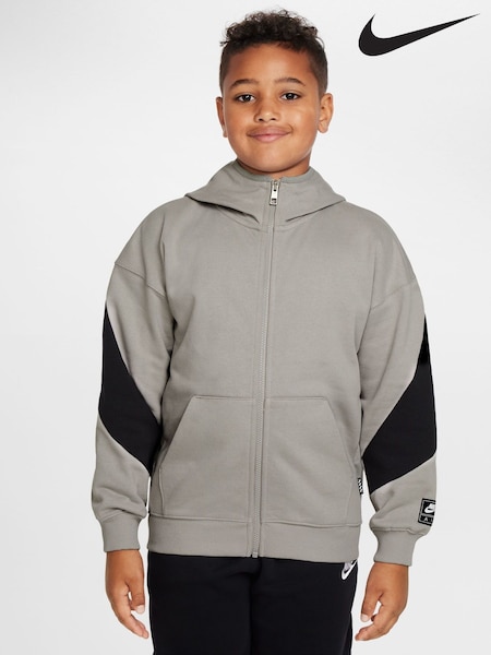 Nike College Grey Air Fleece Full-Zip 100% Cotton Hoodie (E39535) | €69