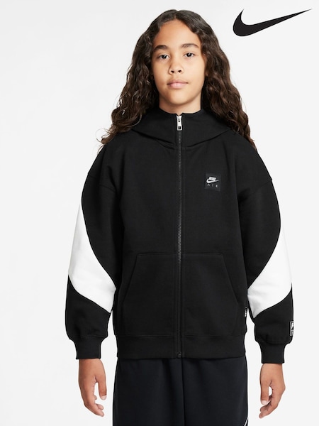 Nike Black Air Fleece Full-Zip 100% Cotton Hoodie (E39551) | €69