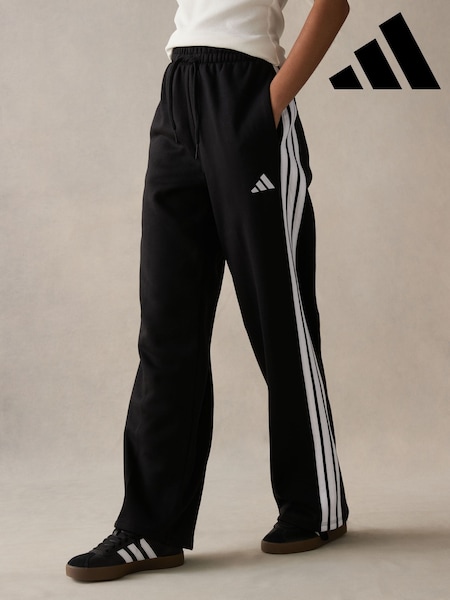 adidas Black 3 Stripe Fleece Open Hem Joggers (E39573) | R$ 375