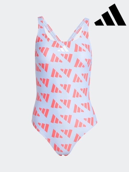 adidas Purple Logo Graphic V Back Swimsuit (E39588) | ₪226