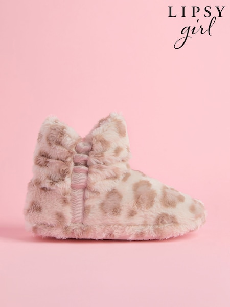 Lipsy Animal Leopard Print Cosy Faux Fur Ruched Bootie Nightwear Slippers (E39738) | ₪67 - ₪84