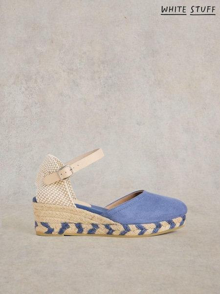 White Stuff Blue Suede Closed Espadrille Wedges (E39781) | €37