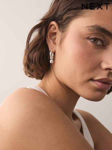 Nuanță argintie - Ball Hoop Earrings (E39916) | 76 LEI