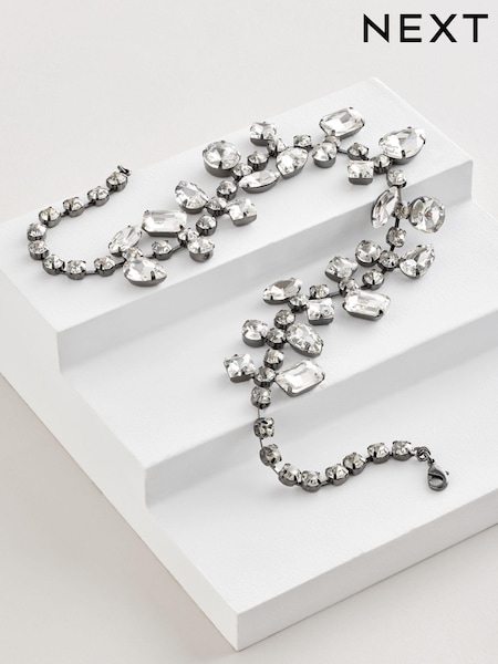 Gunmetal Jewelled Collar Necklace Made With Recycled Iron (E39919) | €10