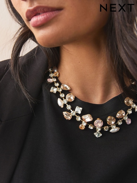 Pink Jewelled Collar Necklace (E39925) | €19