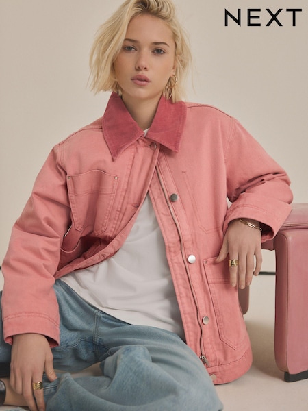 Pink Corduroy Collar Jacket (E39954) | €78
