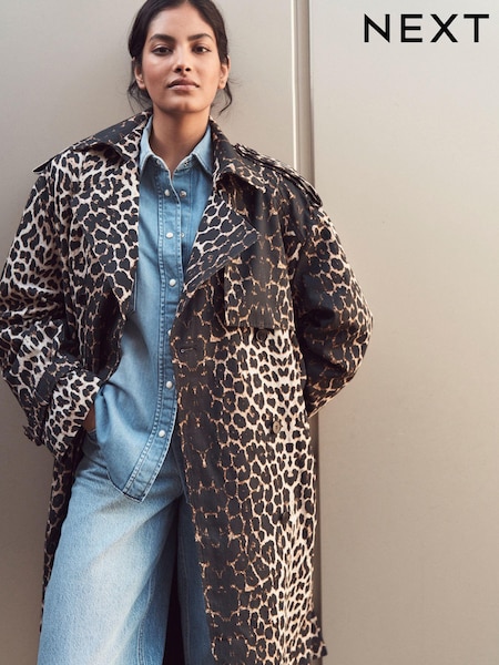 Animal Print Trench Coat (E39956) | €62