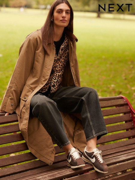 верблюжий - Waxy Look Rain Jacket (E39959) | 77 350 тг