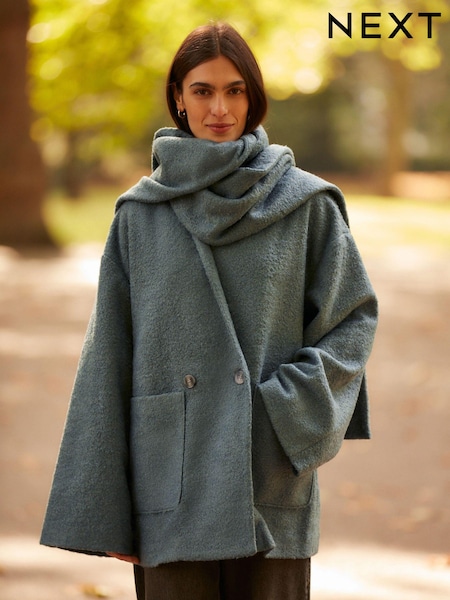 Modrá - Scarf Coat Set (E39961) | 1 790 Kč