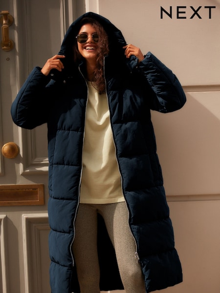 כחול כהה - Shower Resistant Padded Hooded Coat (E39966) | ‏274‏₪