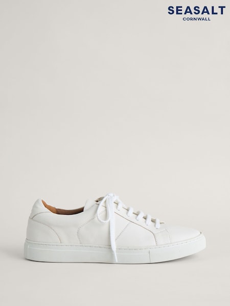 Seasalt Cornwall White Davidstow Leather Trainers (E40025) | AED204
