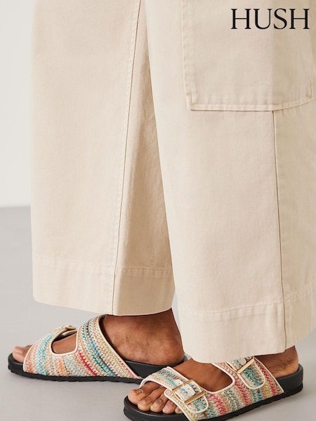 Hush Natural Raffia Buckle Footbed Sandals (E40030) | €29
