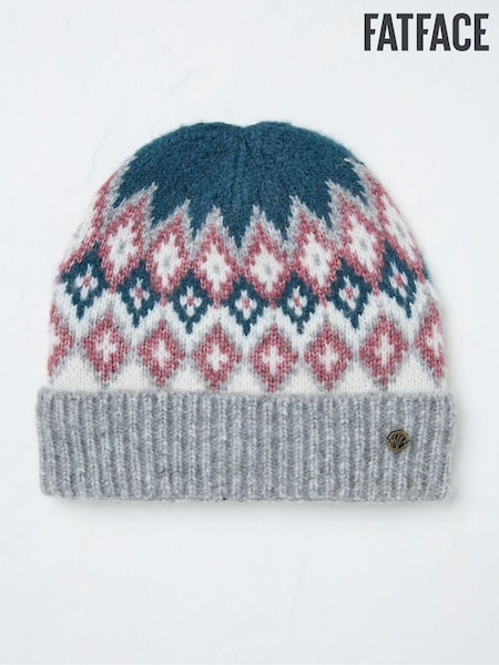 FatFace Teal Green Frankie Fairisle Pattern Hat (E40068) | €18
