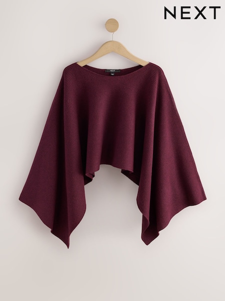 Burgundy Red - Supersoft Slash Neck Longsleeve Cape Jumper