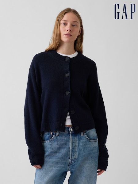 Navy Blue - Gap Cashsoft Oversized Chunky Cardigan