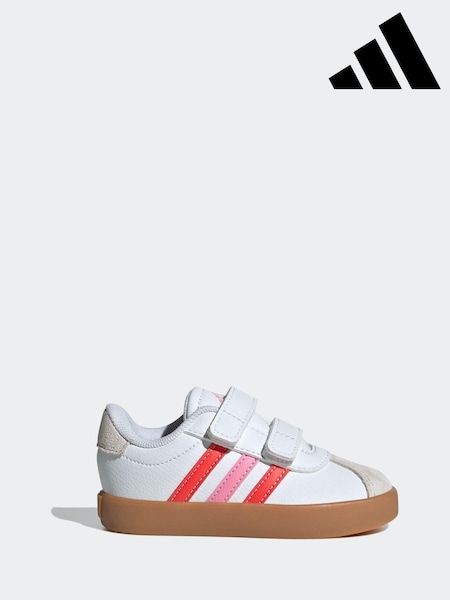 adidas White/Grey VL Court 3.0 Hook and Loop Trainers (E40326) | AED175