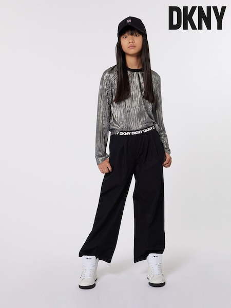DKNY Silver Metalic Plisse Long Sleeve Top (E40392) | 271 LEI - 313 LEI