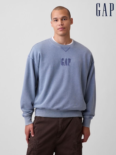 Blue - Regular Gap Heavyweight Oversized Logo Sweatshirt