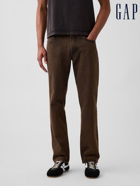 Brown - Regular Gap Canvas Relaxed Straight Jeans