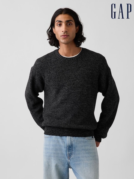 Negru - Regular Gap Relaxed Shaker Jumper