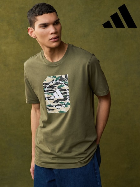 adidas Green Camo Shape 100% Cotton Graphic T-Shirt (E40441) | R$ 225
