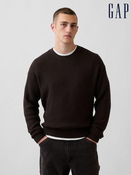 Brun foncé - Regular Gap Relaxed Shaker Jumper