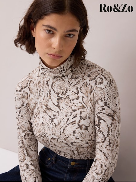 Animal - Ro&zo Snake Print Roll Neck Top