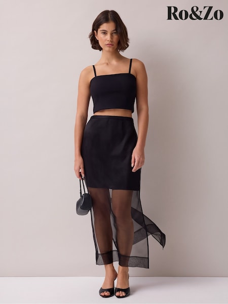 Black - Ro&zo Ponte Detachable Strap Top
