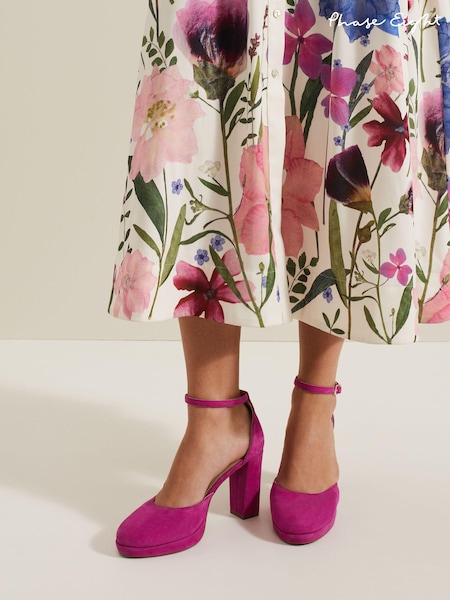 Phase Eight Pink Suede Platform Shoes (E40622) | AED317