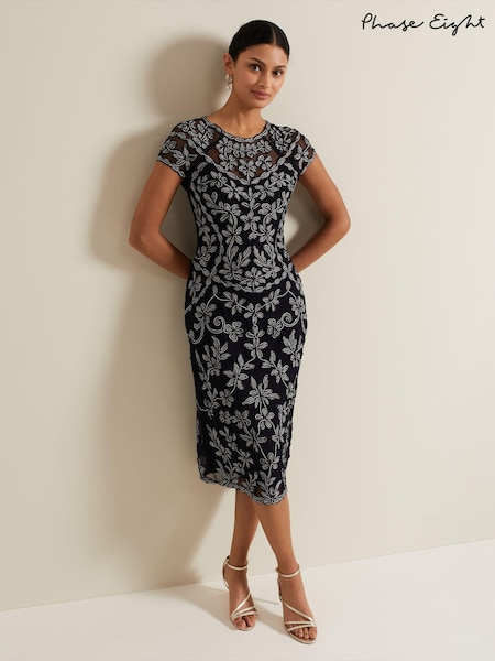 Phase Eight Black Clarinda Tapework Dress (E40628) | 689 QAR