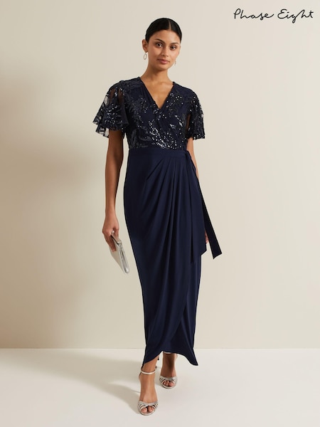 Phase Eight Blue Minty Sequin Bodice Maxi Dress (E40634) | 418 QAR