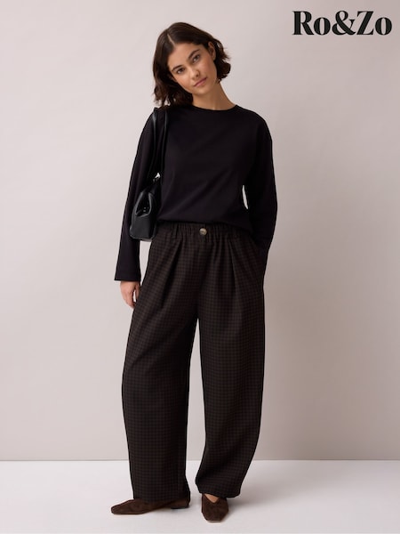 Қара - Ro&zo Micro Gingahm Barrel Leg Trousers