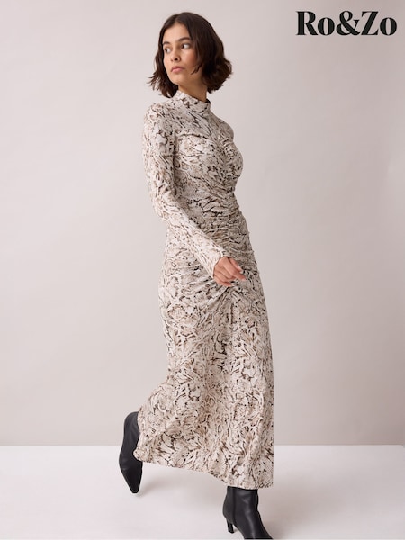 Animal - Ro&zo Snake Print Ruched Front Dress