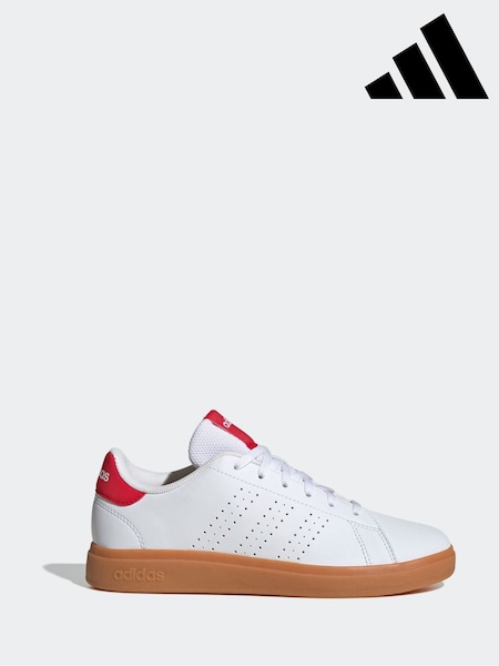 adidas White/Red Kids Advantage Base 2.0 Trainers (E40677) | R$ 325
