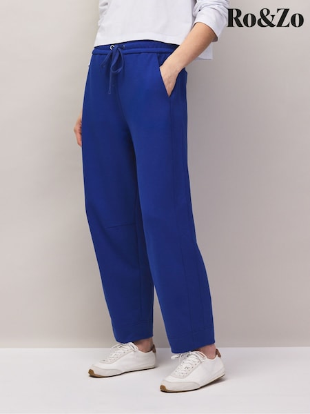 Blue - Ro&zo Cotton Blend Barrel Leg Joggers