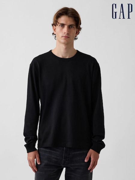 Black - Regular Gap Heavyweight Relaxed Long Sleeve T-shirt
