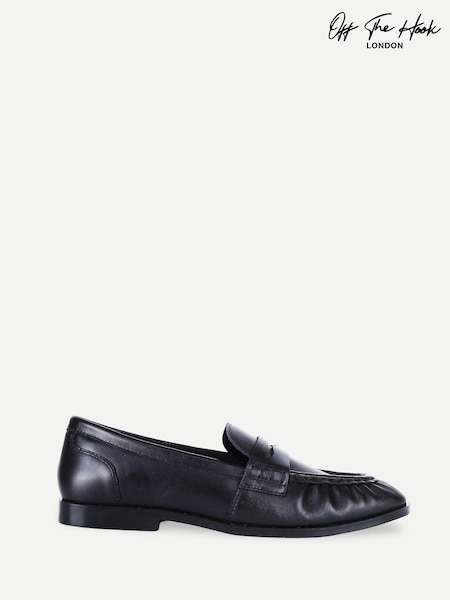 Svart - Off The Hook Sienna Loafers i äkta läder med ruched detalj