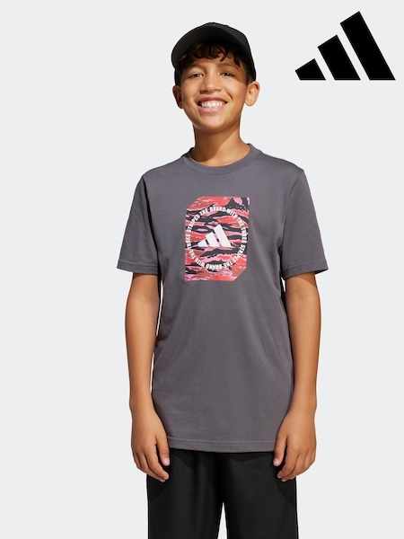 Harmaa - adidas Camo Graphic 100% Cotton T-Shirt (E40772) | €20
