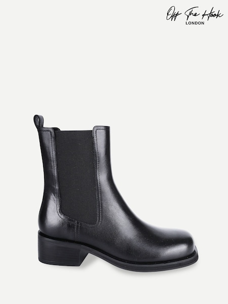 Black - Off The Hook Halo Leather Ankle Chelsea Boots With Block Heel