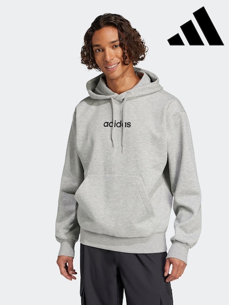 adidas Grey Essentials Linear Fleece Hoodie (E40798) | R$ 445