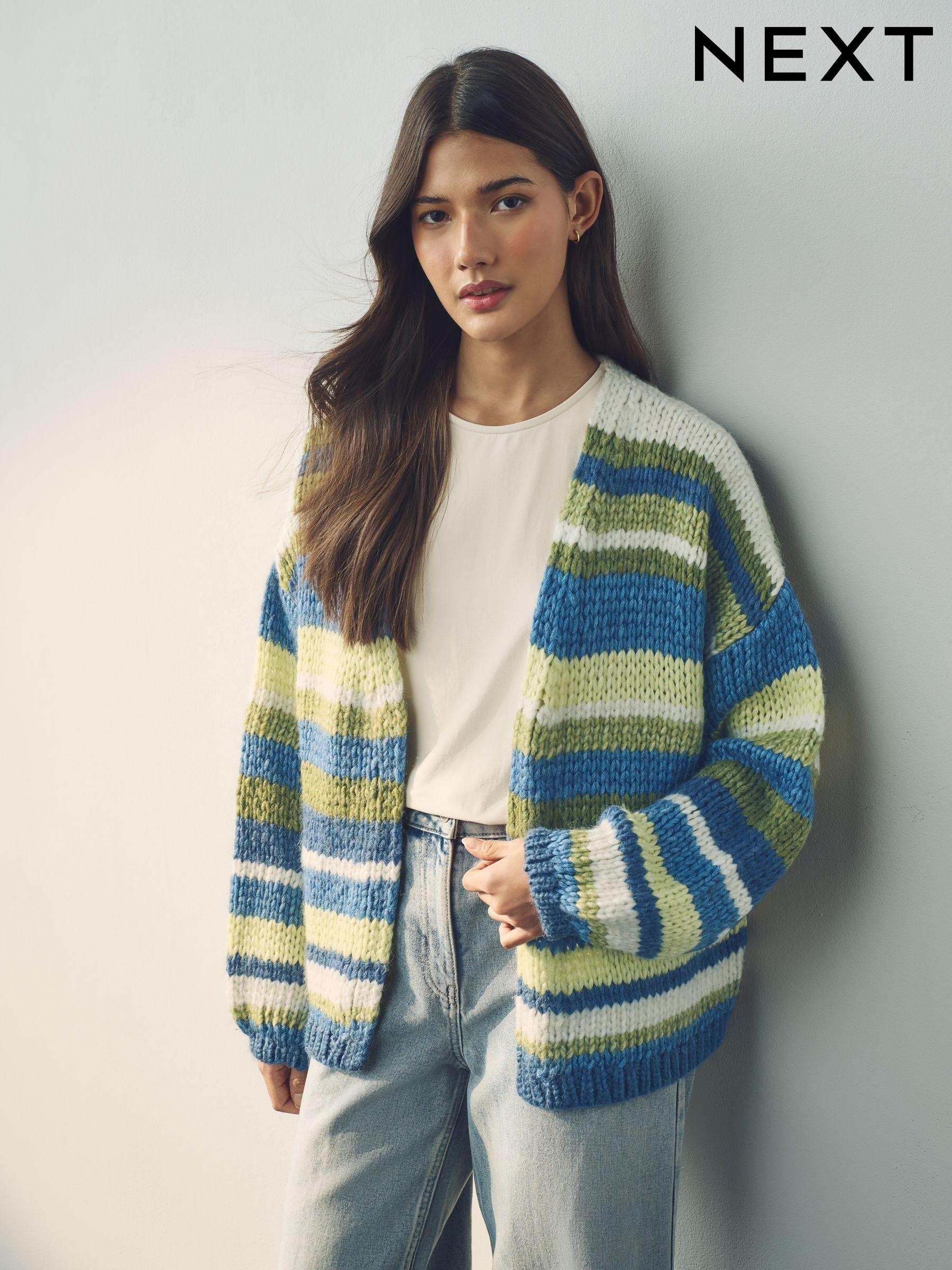 Women's striped cardigan clearance