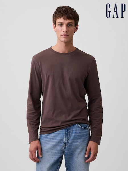 Hnědá - Regular Gap Everyday Soft Raglan Long Sleeve T-shirt
