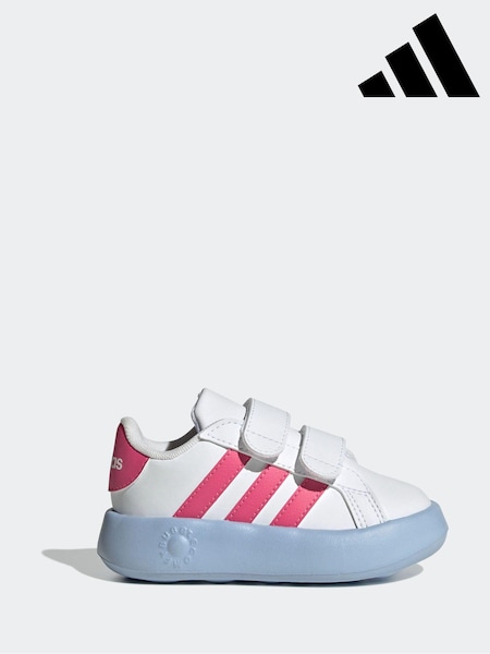 adidas White/Pink Kids Grand Court 2.0 Shoes (E40826) | R$ 225