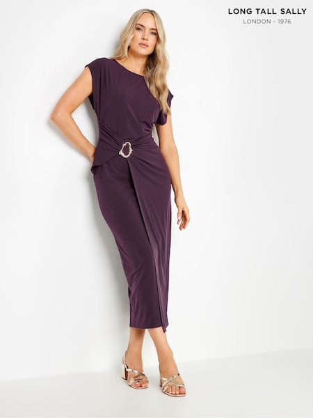 Long Tall Sally Red Draped Buckle Detail Midaxi Dress (E40890) | 213 QAR