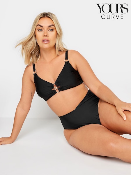 Yours Curve Black Ring Detail Bikini Top (E41024) | €40