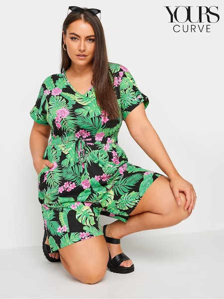 Yours Curve Limited 100% Cotton T-Shirt Drawcord Playsuit (E41037) | 185 zł