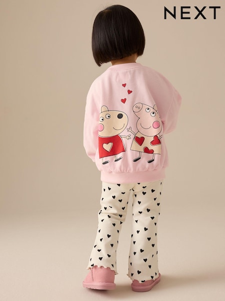 Pink Heart Peppa Pig Long Sleeve T-Shirt and Flare Leggings Set (3mths-7yrs) (E41047) | €24 - €29