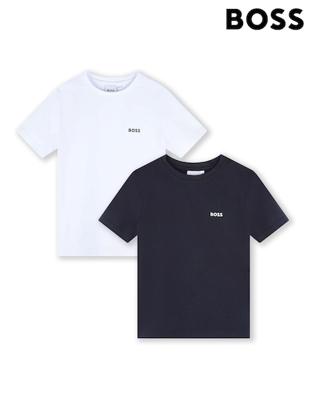 Niebieski - Boss Chest Logo T-shirts 2 Pack (E41096) | 245 zł - 310 zł