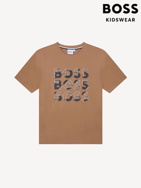 BOSS Natural Repeat Logo Short Sleeve T-Shirt (E41116) | €32 - €40